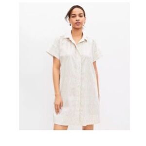 LOFT Beige Patterned Shirt Dress
